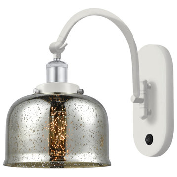 Innovations Bell 1-Light 8" Sconce White Polished Chrome