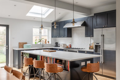 This is an example of an expansive modern kitchen in London.