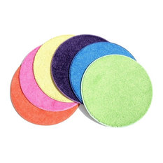 Bright Multi Crazy Carpet Circle Seats, Childrens 18" Rug Mats, 2 Sets