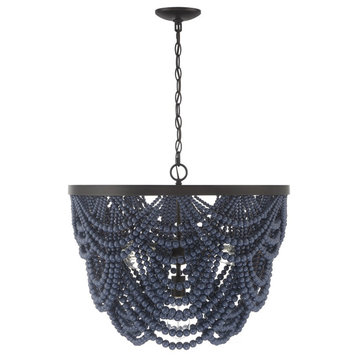 Savoy House Meridian 5-Light Chandelier M100101NBLORB, Navy Blue With Bronze
