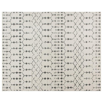 Geometric Bohemian Low Pile Rug - 8' x 10' - Ivory/Gray Polyester