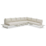 Meridian Furniture - Maldives Cream Water Resistant Fabric Outdoor Patio Modular Sectional - Create your own custom contemporary look on the deck or porch with the addition of this Maldives outdoor patio armless chair. Part of a large collection that lets you mix and match modular pieces to get the look you crave most. This modular sectional has cream water resistant fabric with a base made from white aluminum, so it's sturdy, tough, and ready to face the elements with impeccable beauty, season in and season out. Shop the contemporary pieces in this collection to create the outdoor entertaining area of your dreams.