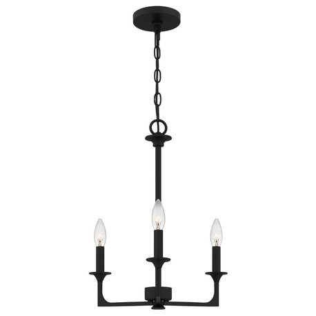 Prescott Three Light Chandelier in Matte Black