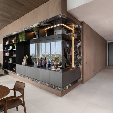 Curated Living Room Display in Coconut Grove | Custom Shelving