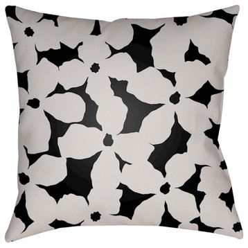 Moody Floral by Surya Poly Fill Pillow, Ivory/Black, 18' x 18'