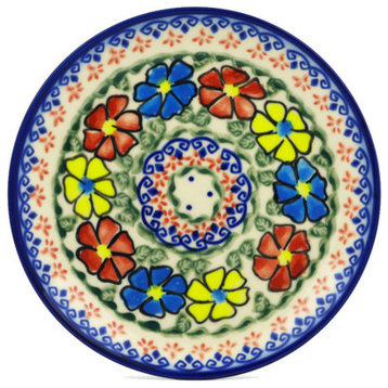 Polish Pottery 7" Stoneware Plate Hand-Decorated Design