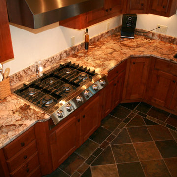 Log Home Kitchen- Marscarello Leathered