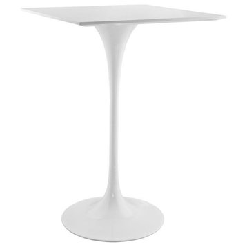 Modway Lippa 28" Square Modern Lacquered MDF Wood Bar Table in White