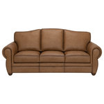 Artistic Leathers - Cassidy Luggage Brown Top Grain Leather Sofa - A luxurious leather sofa with graceful arm designs and a smooth crown silhouette,  our Cassidy Sofa is the perfect addition to any room with sumptuous cushions and an enduring hardwood frame construction. The fashionable saddle color is accented with artistic finishes for a unique look.
