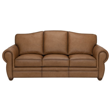 Cassidy Luggage Brown Top Grain Leather Sofa