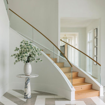 Geometric Grand Foyer: Britannia Limestone & Snow White Marble