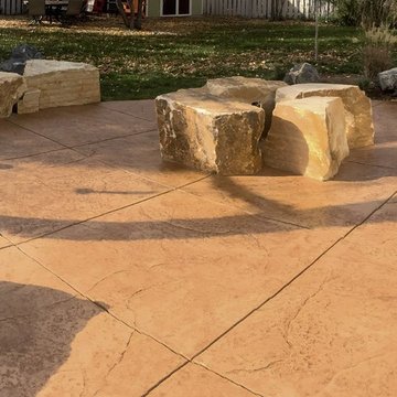Elegant Stamped Concrete Patio & Firepit