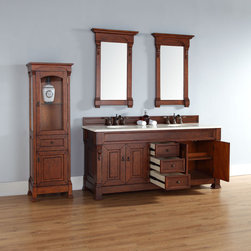 72 inch Warm Cherry Double Bathroom Vanity Optional Countertops - Bathroom Vanities And Sink Consoles