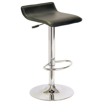 Winsome Wood Black Faux Leather and Chrome Adjustable Swivel Stool