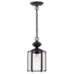Sea Gull - Sea Gull Classico 1-Light Outdoor Semi-Flush Convertible Pendant 6008-12, Black - The Classico outdoor lighting collection by Sea Gull Lighting is a time honored standard. Its traditional styling harkens back to charming coach lights and has remained a staple of exterior home décor for years. Offered in a Polished Brass or Black finish, both with Clear Beveled glass, the best visual aesthetics are achieved when paired with clear bulbs.