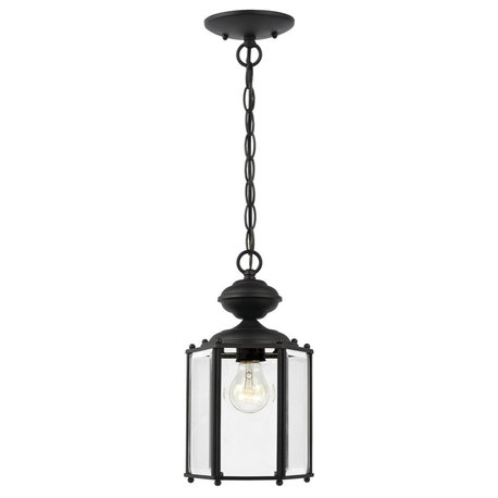 Sea Gull Classico 1-Light Outdoor Semi-Flush Convertible Pendant 6008-12, Black