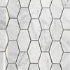 Long Hexagon Carrara Marble Hive Picket Mosaic Tile Polished Venato, 1 sheet