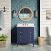 Eleanor 30" Bathroom Vanity, Royal Blue, Carrara Marble Top