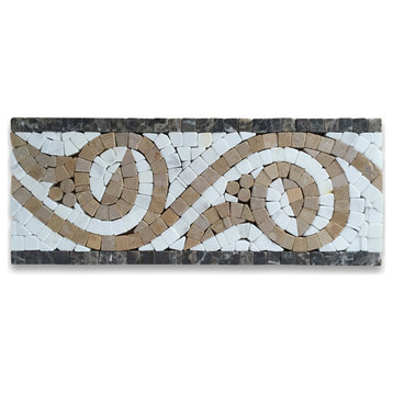 Marble Mosaic Border Bathroom Listello Tile Garden Gold 4x9.8 Tumbled, 1 piece
