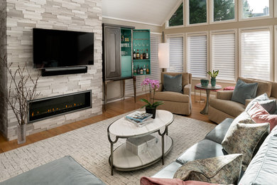 Inspiration for a mid-sized transitional living room remodel in Charlotte