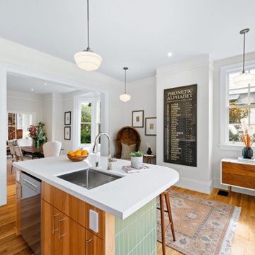San Francisco Victorian Kitchen Remodel with Hickory & White Cabinetry