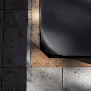 wood and concrete Hot Tub paving