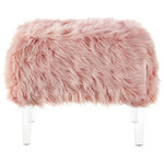 Inspired Home - Theophania Luxe Faux Fur Acrylic Leg Ottoman, Rose - Our faux fur ottoman adds a retro and groovy touch to your living room, bedroom or entryway. Featuring adorable shag fur, the comfort of a high density foam cushioned seat, this adorable pop of color accent piece can be mixed and matched, and provides not only dual functionality but also a focal point of style and flair that seamlessly incorporates your main decor to create an inviting and comfortable atmosphere to come home to. This ottoman is ideal for a kids to dorm rooms and everything in between.FEATURES:
