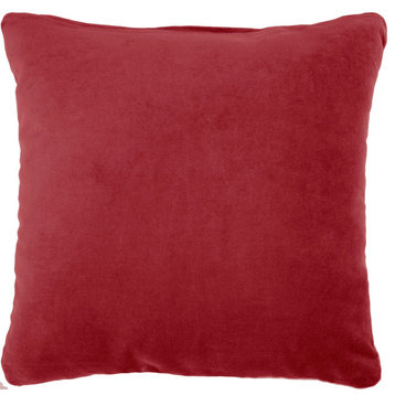 16"x16" Nourison Solid Velvet Throw Pillow, Red