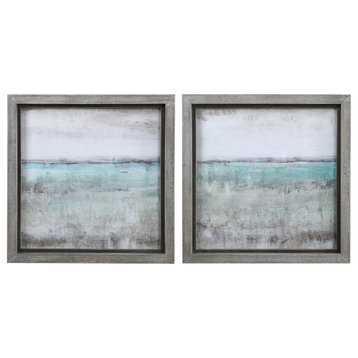 Uttermost Aqua Horizon Framed Prints, Set of 2