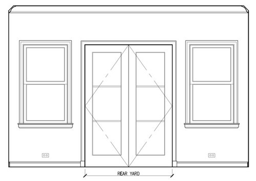 What kind of moulding for 2 windows with 1 door in the middle?