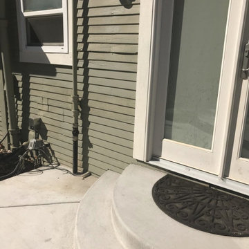 Support of the overhang, siding and exterior trim dry rot repair.