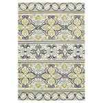 Couristan Inc - Couristan Covington Pegasus Indoor/Outdoor Area Rug, Ivory-Navy-Lime, 2'x4' - Designed with today's  busy households in mind, the Covington Collection showcases versatile floor fashions with impressive performance features that add to their everyday appeal. Because they are made of the finest 100% fiber-enhanced Courtron polypropylene, Covington area rugs are water resistant and can be used in a multitude of spaces, including covered outdoor patios, porches, mudrooms, kitchens, entryways and much, much more. Treated to prevent the growth of mold and mildew, these multi-purpose area rugs are exceptionally easy to clean and are even considered pet-friendly. An ideal decor choice for families with young children, or those who frequently entertain, they will retain their rich splendor and stand the test of time despite wear and tear of heavy foot traffic, humidity conditions and various other elements. Featuring a unique hand-hooked construction, these beautifully detailed area rugs also have the distinctive aesthetic of an artisan-crafted product. A broad range of motifs, from nature-inspired florals to contemporary geometric shapes, provide the ultimate decorating flexibility.