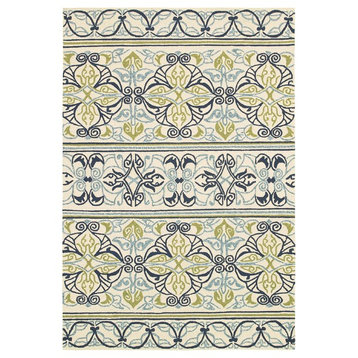 Couristan Covington Pegasus Indoor/Outdoor Area Rug, Ivory-Navy-Lime, 2'x4'