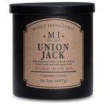 MVP Group International Inc. - Manly Indulgence Union Jack Scented Jar Candle, Classic, 16.5 oz - Bold, masculine fragrance for the modern man.Union Jack brings a sweet sophiscation with creamy coconut and sweet pipe tobacco.The spirit of the modern United Kingdom is represented in our Union Jack candle, with a sweet honeycomb, creamy coconut, and pops of shea butter. Infuse your home with a sophisticated, modern freshness with Union Jack.The Classic Collection by Manly Indulgence combines bold masculine fragrance with florals, herbs, and fruits to make a truly dynamic fragrance experience. Raw, fresh fragrance combines with playful personas to represent your own personal style. Classically styled matte black jars with black lids compliment these compelling fragrances.