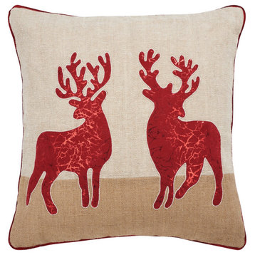 Safavieh Holiday Reindeer Pillow Natural 20" X 20"