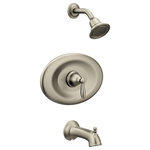 Moen - Moen Brantford Brushed Nickel Posi-Temp(R Tub/Shower T2157EPBN - With intricate architectural features that transcend time, Brantford faucets and accessories give any bath a polished, traditional look. Classic lever handles, a tapered spout and globe finial give this collection universal appeal.