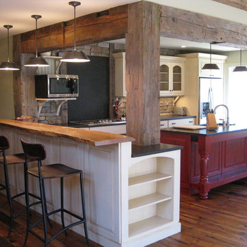 Reclaimed Beams & Repurposed Cabinets
