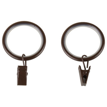 1-1/4" Noise-Canceling Curtain Rings With Clip, Set of 10, Cocoa