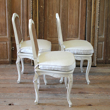 Set of 6 French Country Louis XV Style Cane Back Dining Chairs