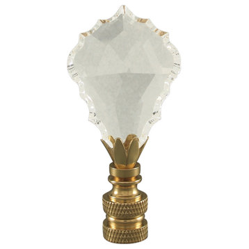 Crystal Gothic Cross Stephanov Crystal Lamp Finial Polished Brass Base 2.38"h