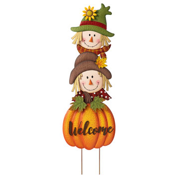 46"H Fall Stacked Scarecrow Yard Stake