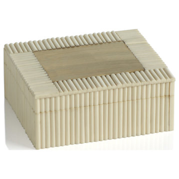 White Bone Chips and Brass Decorative Box