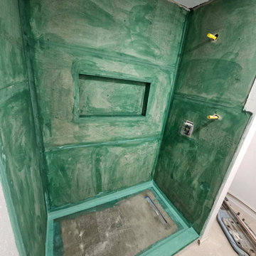 build up and prep of shower for tile installation