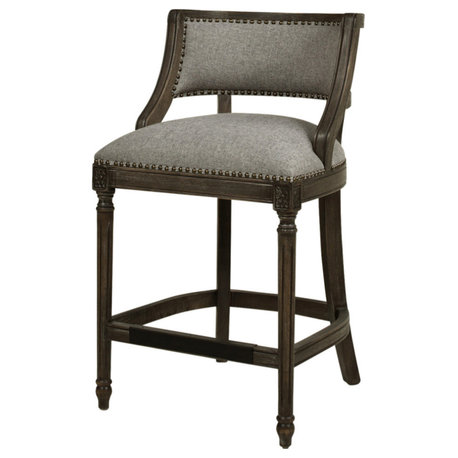 Jennifer Taylor Home Paris 26.5" Counter Bar Stool Dark Heathered Grey Linen