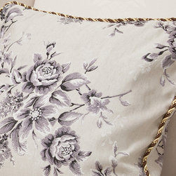 Fabric decorative pillow - black and white floral pattern - Decorative Pillows