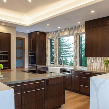 Passive House Kitchen with Large Multi-Level Cooking Island