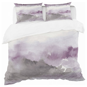 Midnight At Lake Iii Amethyst and Gray Duvet Cover Set, Twin