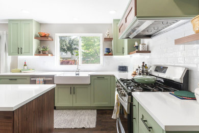 Arts and crafts kitchen photo in Seattle with stainless steel appliances