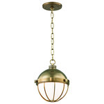 Hudson Valley Lighting - Sumner 9" Pendant, Aged Brass Finish, Opaque White Glass - The hanging globe--half opaque white glass diffuser, half metallic shell--is a perennial favorite. In our Sumner family, thumbscrews with lathe-cut knurling add to its industrial evocations.