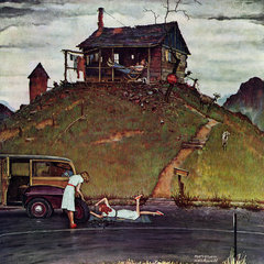 Changing a Flat Painting Print on Canvas by Norman Rockwell - Traditional  - Prints And Posters - by Marmont Hill